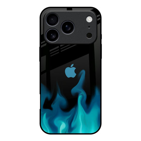 Teal Flames iPhone 17 Pro Glass Back Cover Online