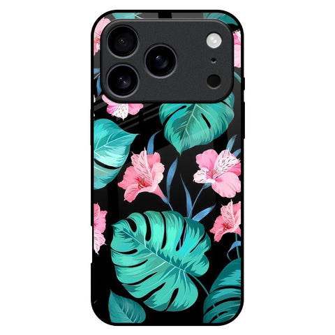 Tropical Leaves & Pink Flowers iPhone 17 Pro Max Glass Back Cover Online