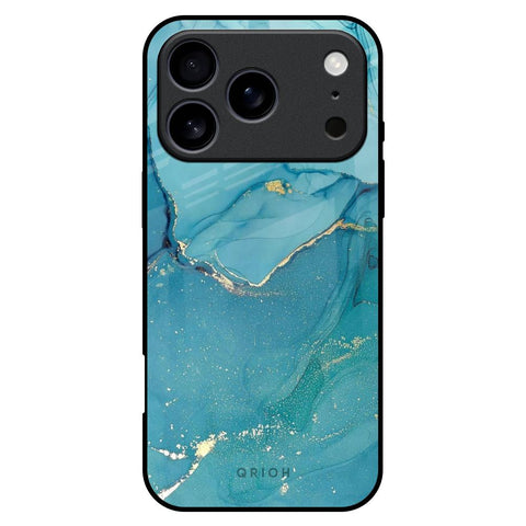Blue Golden Glitter iPhone 17 Pro Max Glass Back Cover Online