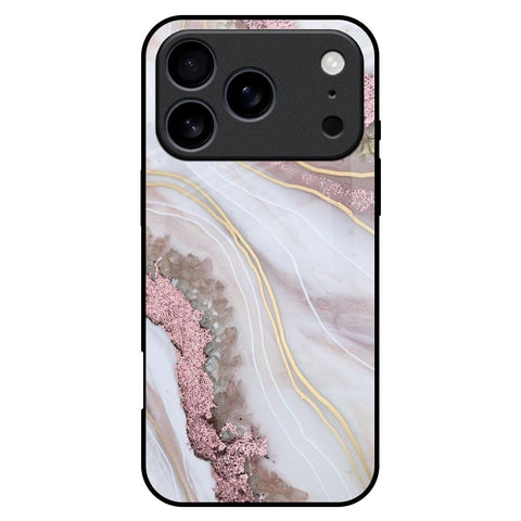 Pink & Gold Gllitter Marble iPhone 17 Pro Max Glass Back Cover Online