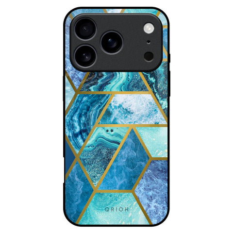Turquoise Geometrical Marble iPhone 17 Pro Max Glass Back Cover Online