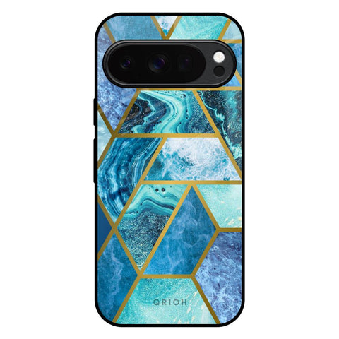 Turquoise Geometrical Marble Google Pixel 10 Pro XL 5G Glass Back Cover Online
