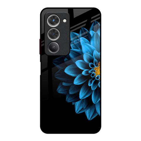 Half Blue Flower Redmi 15 5G Glass Back Cover Online