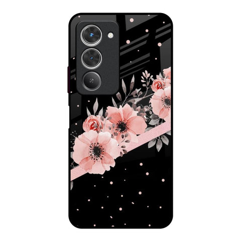 Floral Black Band Redmi 15 5G Glass Back Cover Online