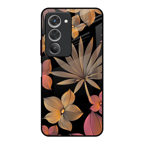 Lines Pattern Flowers Redmi 15 5G Glass Back Cover Online