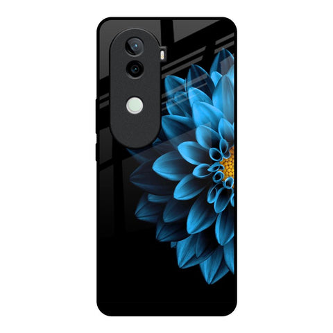 Half Blue Flower Vivo V40e 5G Glass Back Cover Online