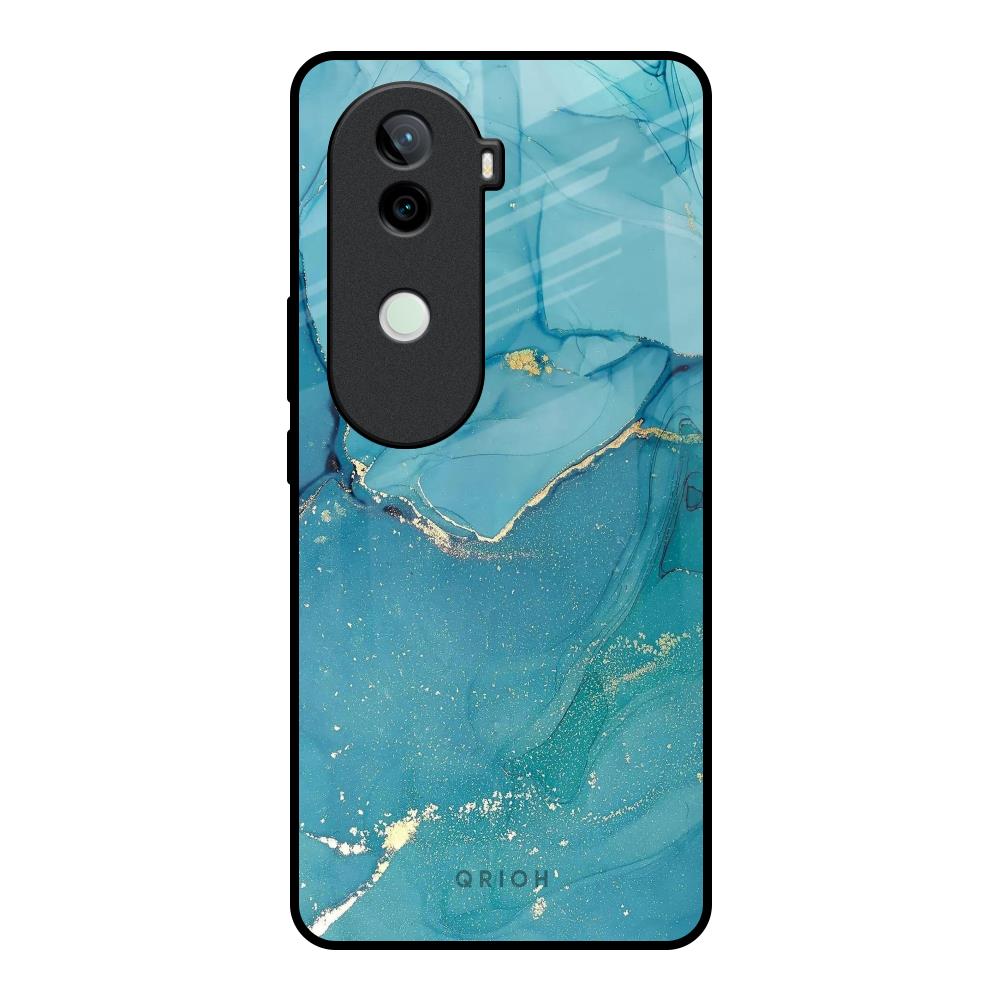Blue Golden Glitter Vivo V40e 5G Glass Back Cover Online