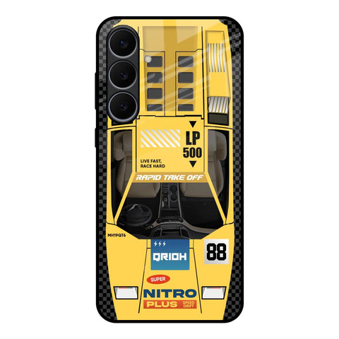 Yellow Racing Car Samsung Galaxy S25 FE 5G Glass Back Cover Online