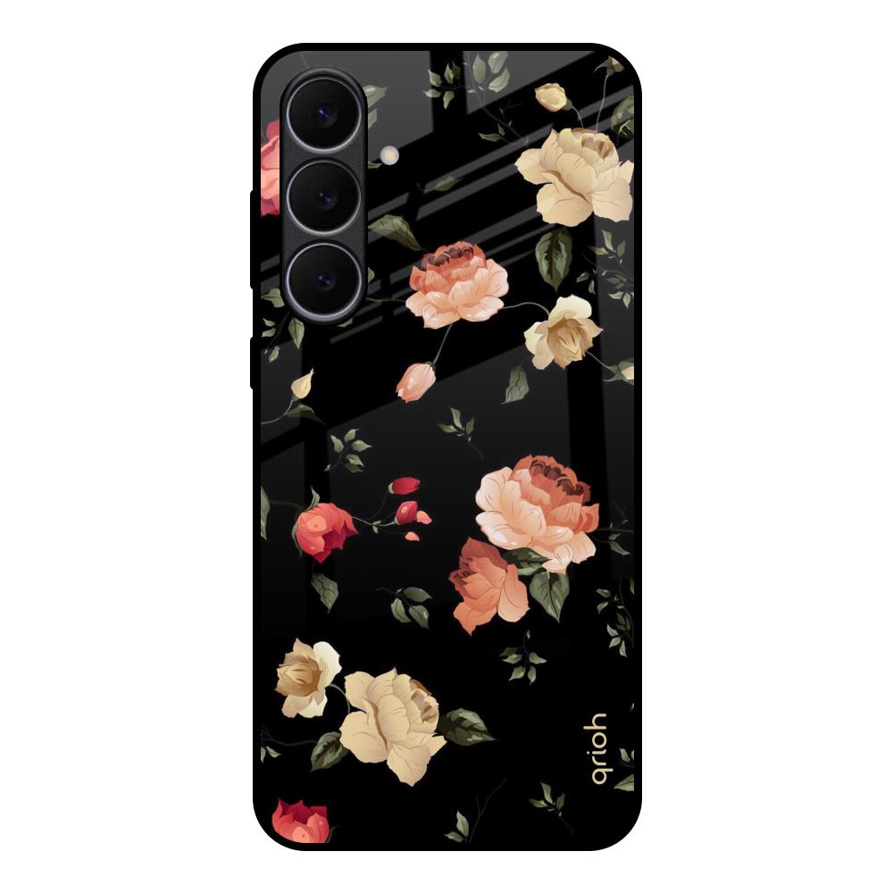 Black Spring Floral Samsung Galaxy S25 FE 5G Glass Back Cover Online