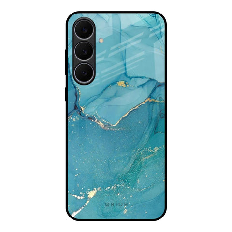 Blue Golden Glitter Samsung Galaxy S25 FE 5G Glass Back Cover Online