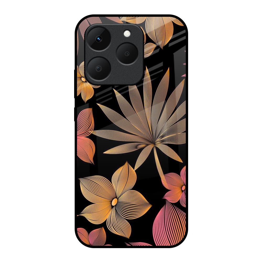 Lines Pattern Flowers Realme 15T 5G Glass Back Cover Online