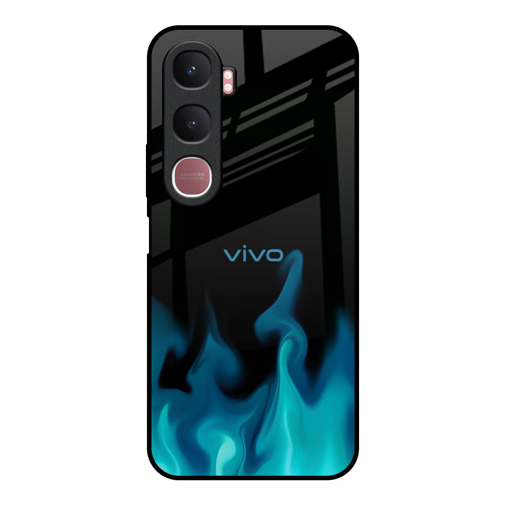 Teal Flames Vivo Y31 5G Glass Back Cover Online