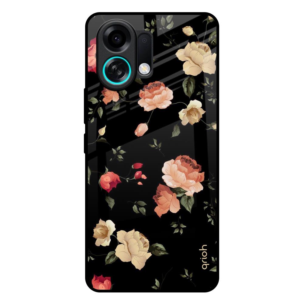 Black Spring Floral Oppo K13 Turbo Pro 5G Glass Back Cover Online