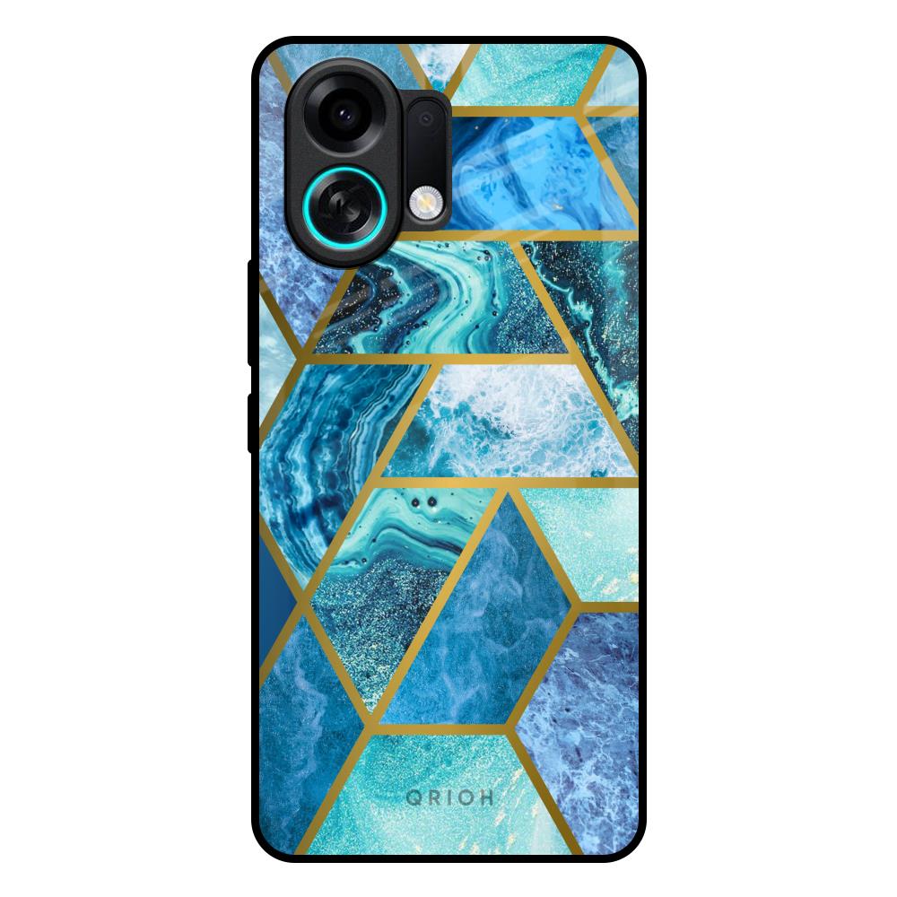 Turquoise Geometrical Marble Oppo K13 Turbo Pro 5G Glass Back Cover Online