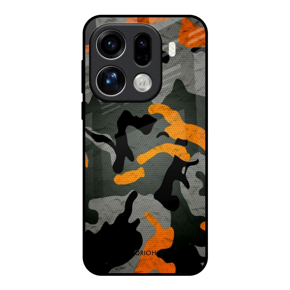 Camouflage Orange Oppo Find X9 Pro 5G Glass Back Cover Online