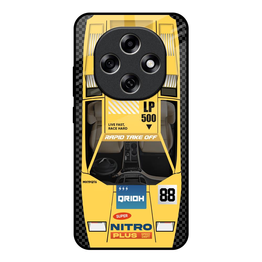 Yellow Racing Car Oppo F31 Pro 5G Glass Back Cover Online