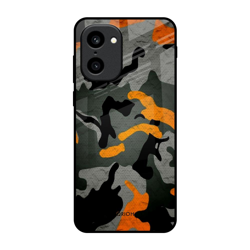 Camouflage Orange OnePlus 15R 5G Glass Back Cover Online