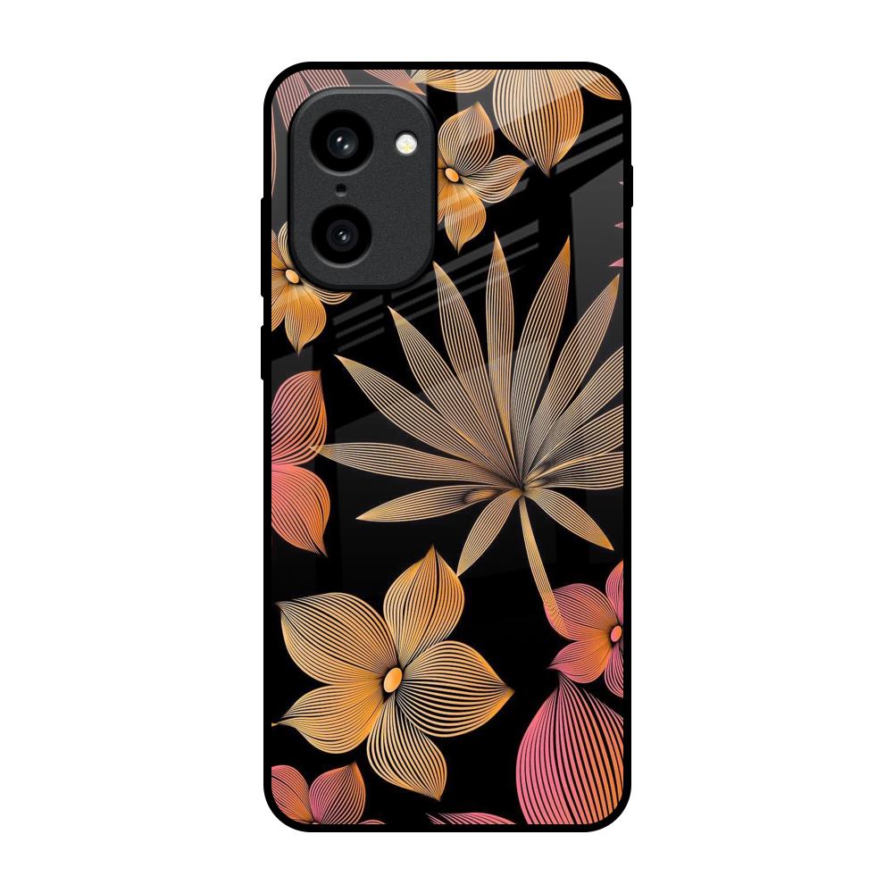 Lines Pattern Flowers OnePlus 15R 5G Glass Back Cover Online