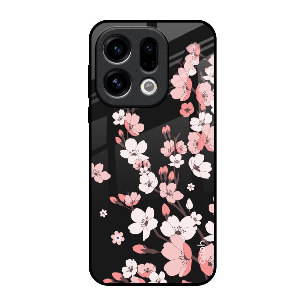 Black Cherry Blossom Oppo Find X9 Glass Back Cover Online