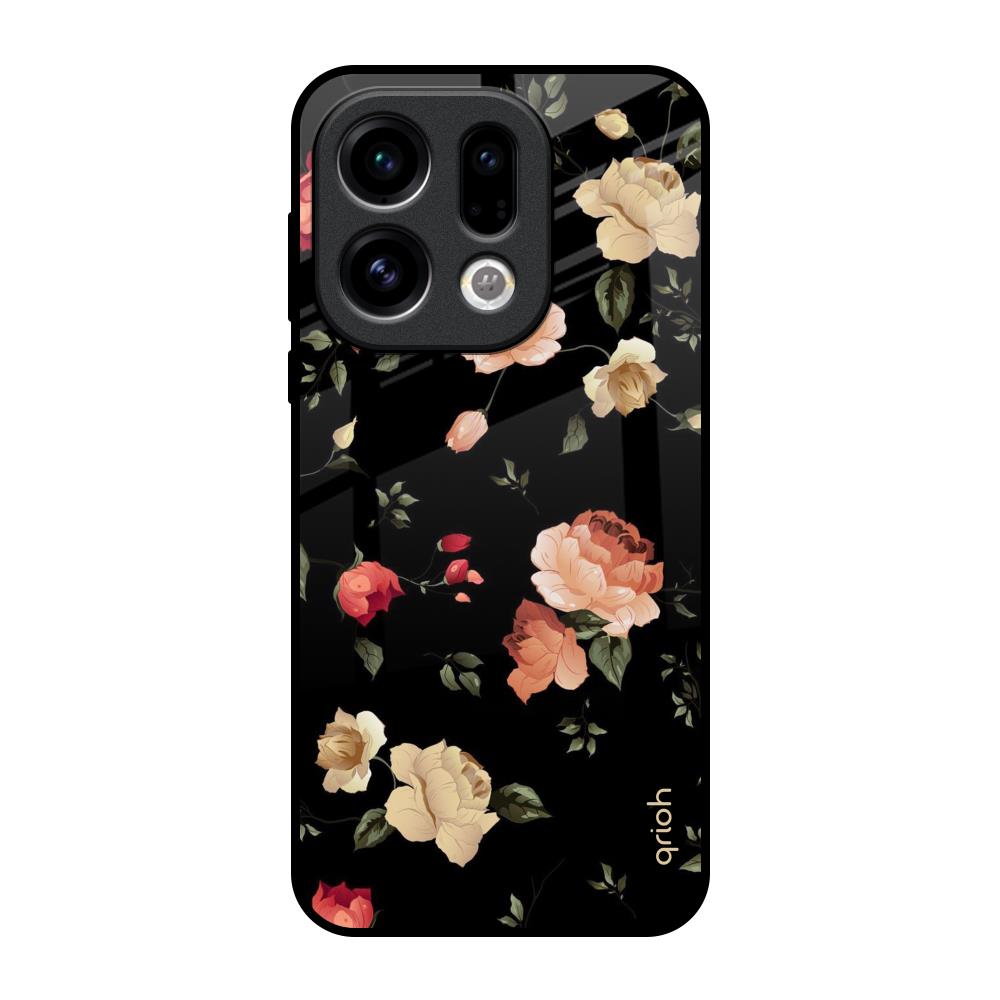Black Spring Floral Oppo Find X9 Glass Back Cover Online