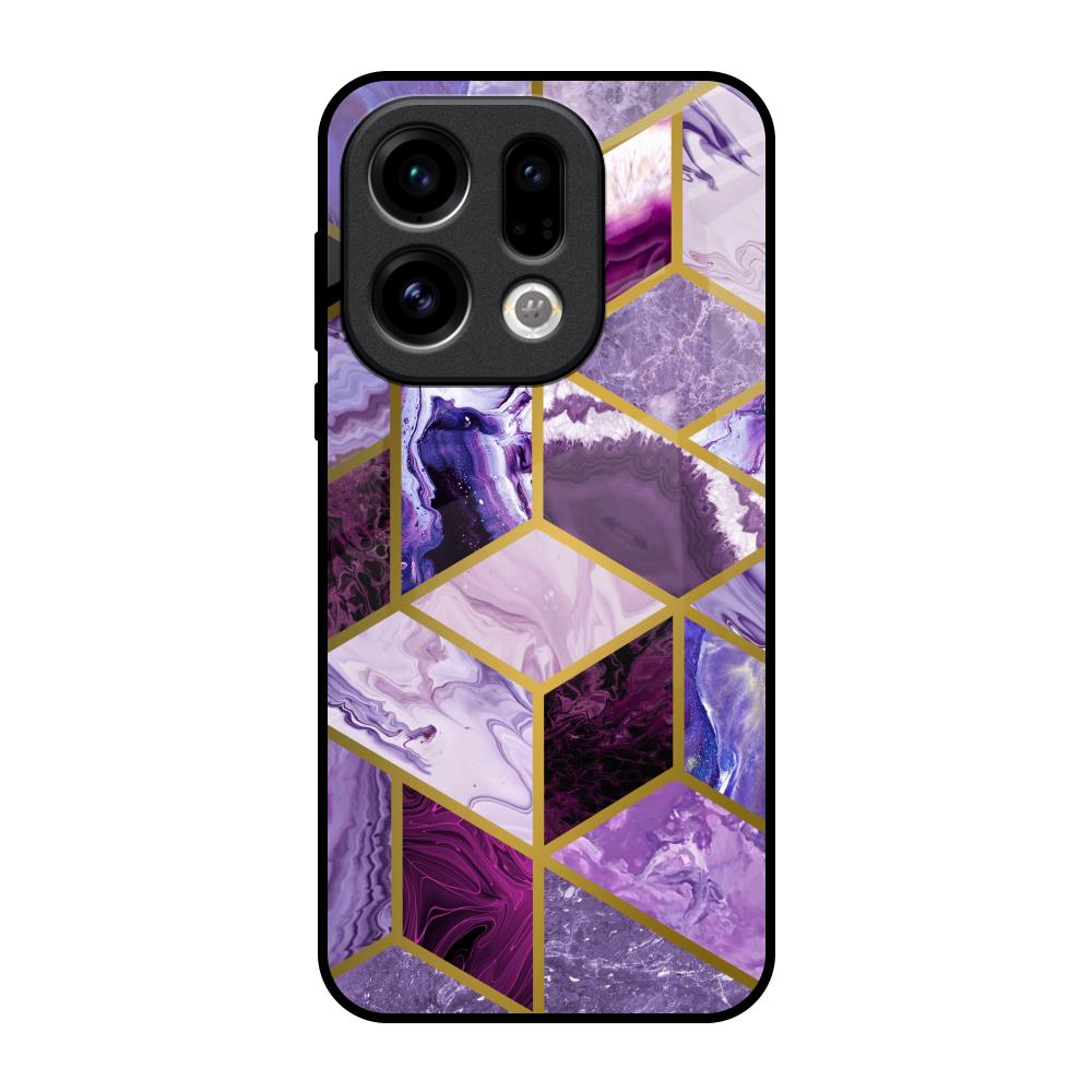 Purple Rhombus Marble Oppo Find X9 Glass Back Cover Online