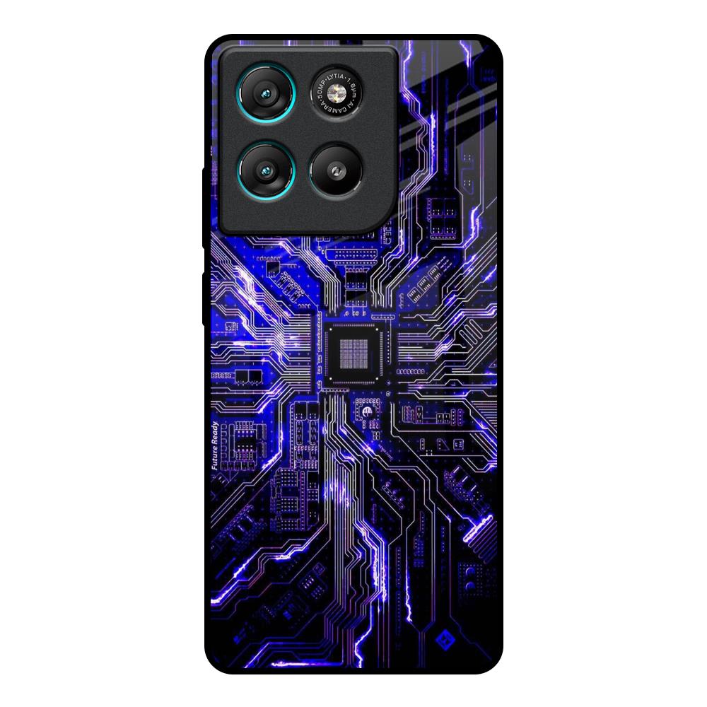 Techno Color Pattern Motorola Edge G67 Power Glass Back Cover Online