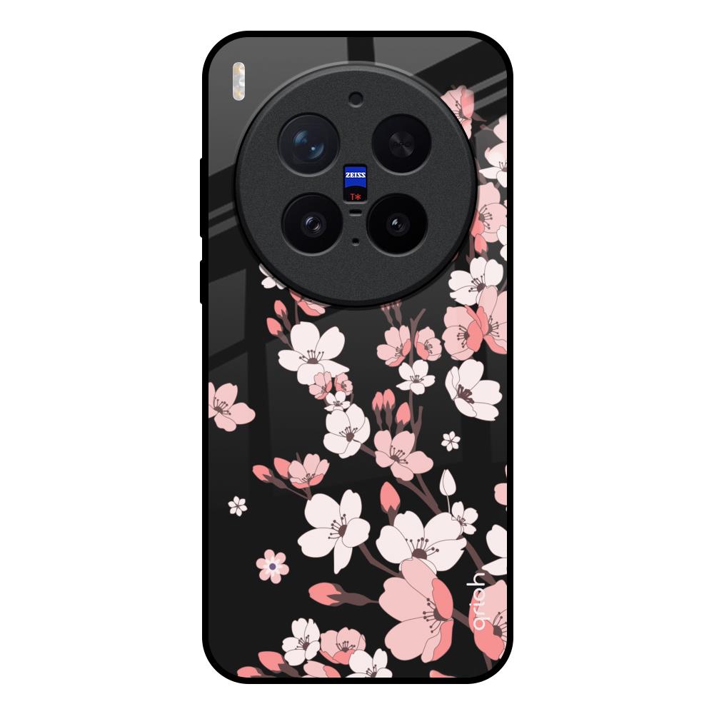 Black Cherry Blossom Vivo X300 Pro 5G Glass Back Cover Online