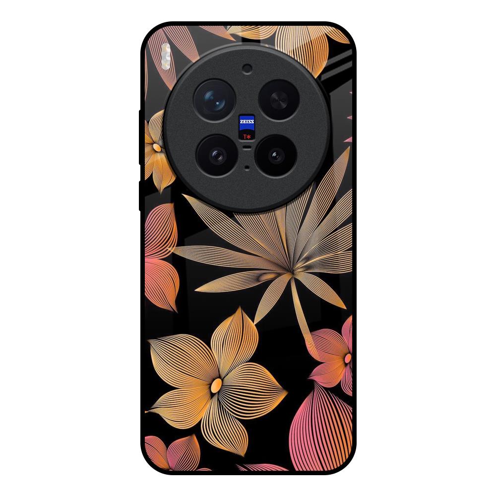 Lines Pattern Flowers Vivo X300 Pro 5G Glass Back Cover Online