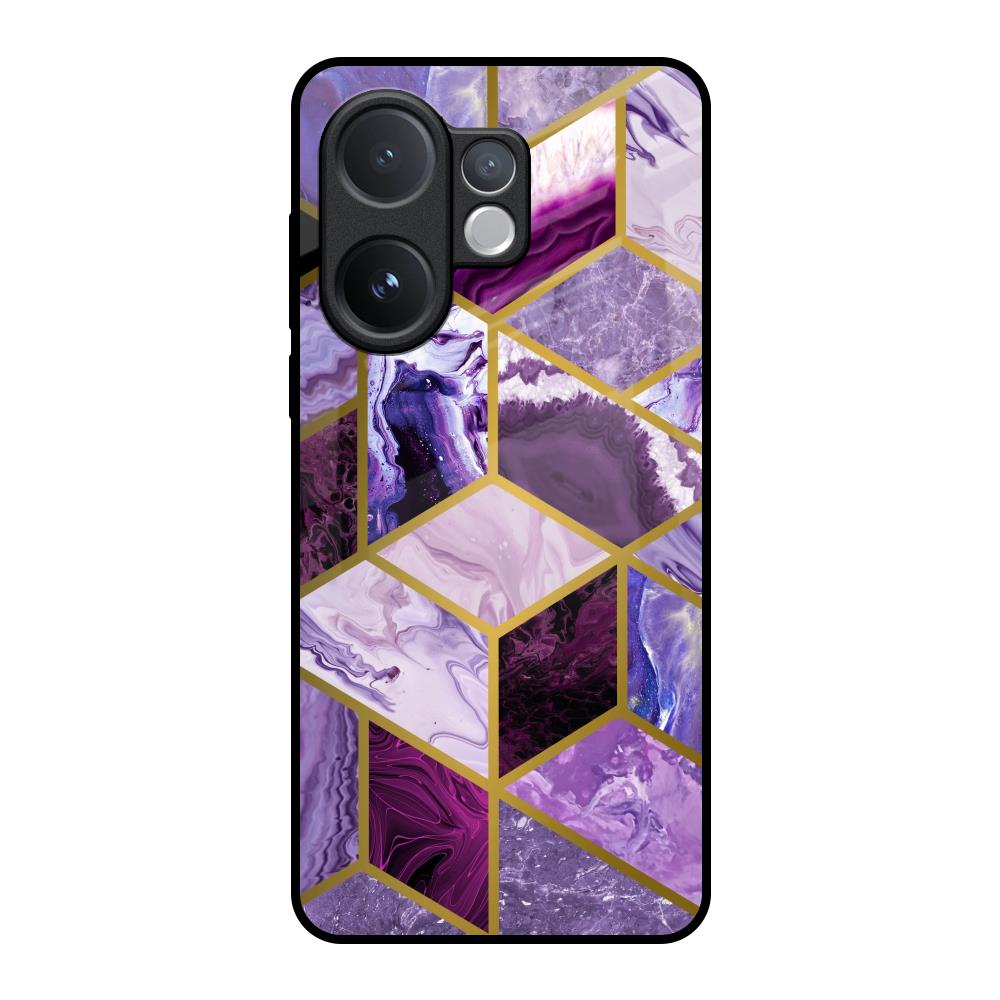 Purple Rhombus Marble Vivo V60e 5G Glass Back Cover Online