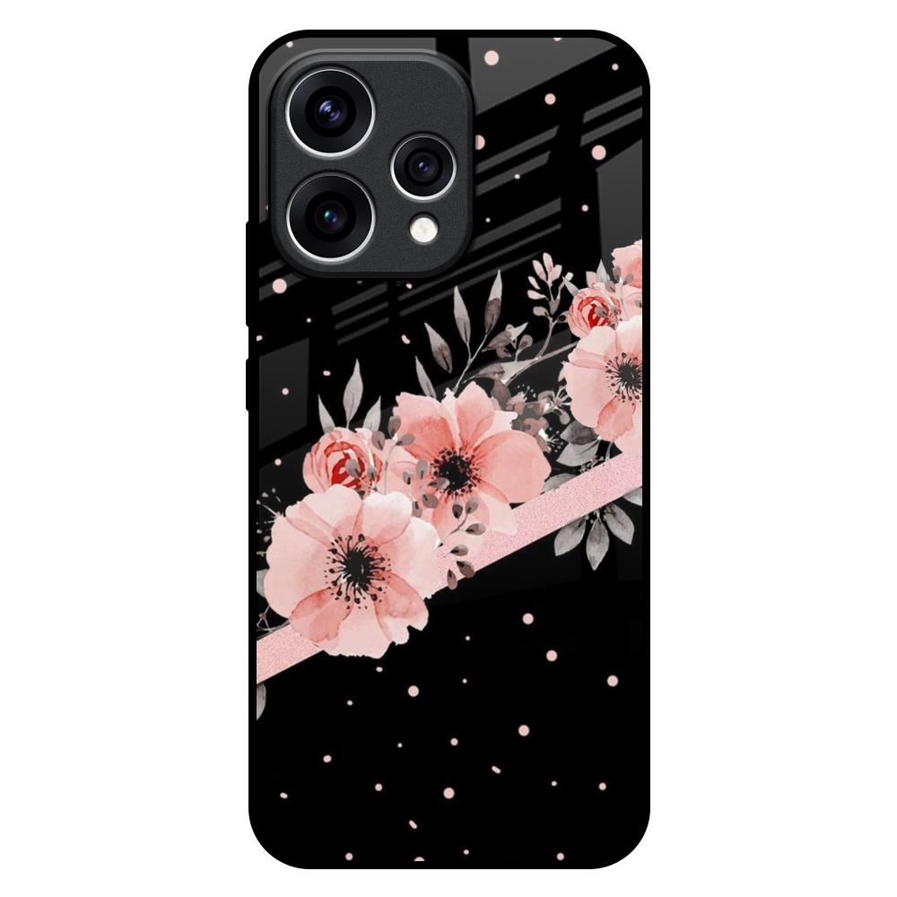 Floral Black Band Oppo Reno15 5G Glass Back Cover Online