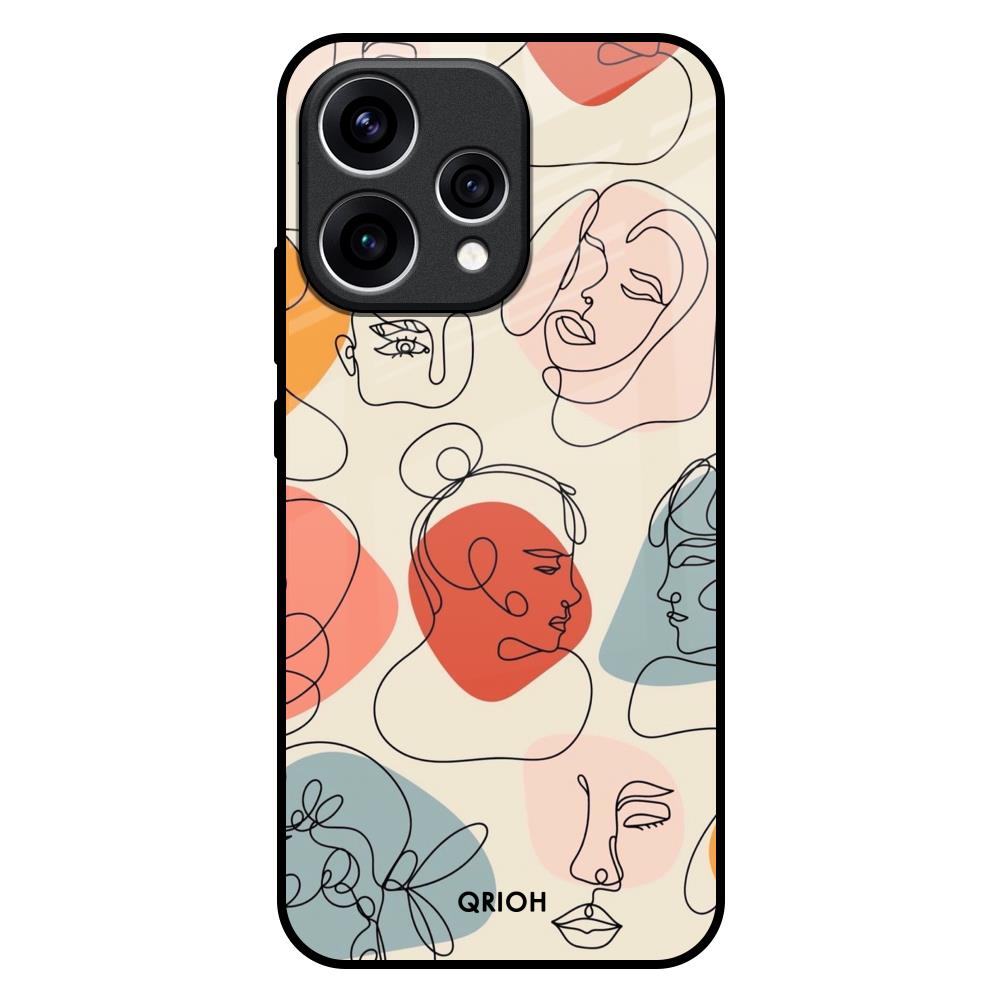 Abstract Faces Oppo Reno15 5G Glass Back Cover Online