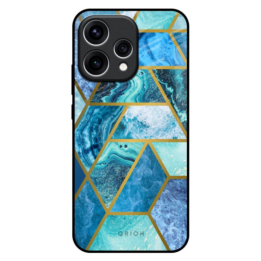 Turquoise Geometrical Marble Oppo Reno15 5G Glass Back Cover Online