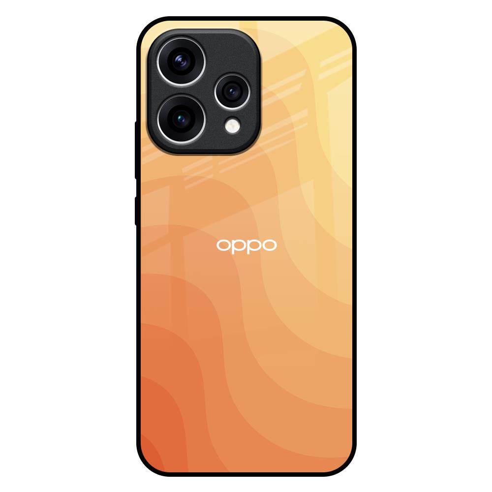Orange Curve Pattern Oppo Reno15 5G Glass Back Cover Online