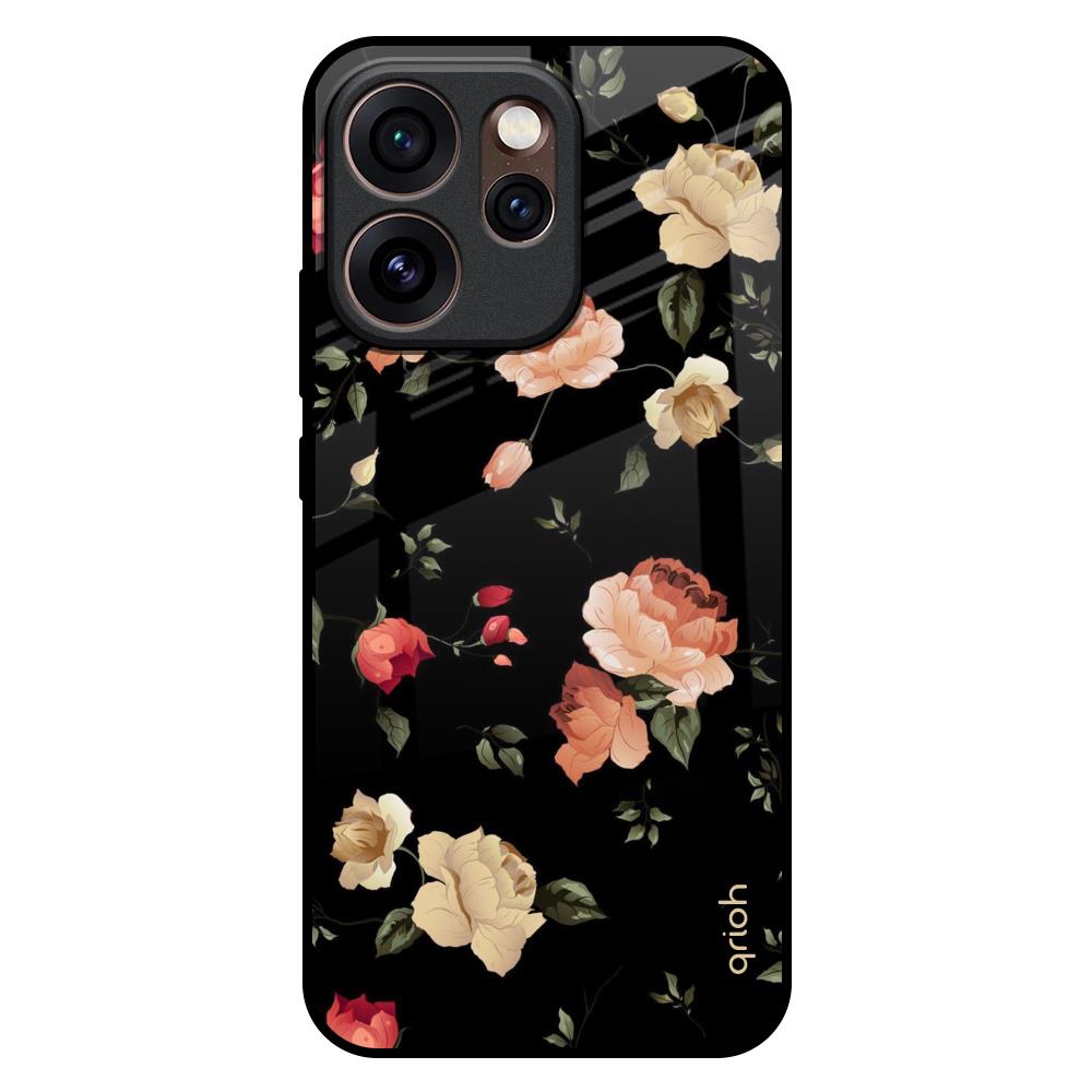 Black Spring Floral Oppo Reno15 Pro 5G Glass Back Cover Online