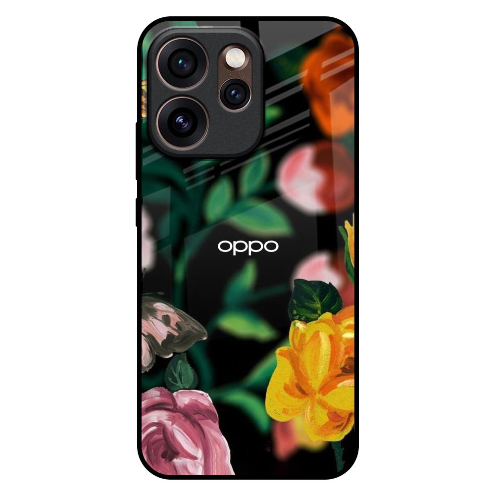 Flowers & Butterfly Oppo Reno15 Pro 5G Glass Back Cover Online