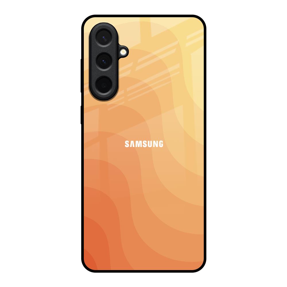 Orange Curve Pattern Samsung Galaxy A57 5G Glass Back Cover Online
