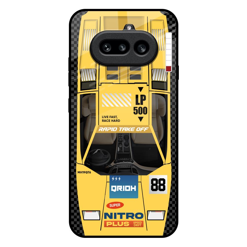Yellow Racing Car Nothing Phone 4a 5G Glass Back Cover Online