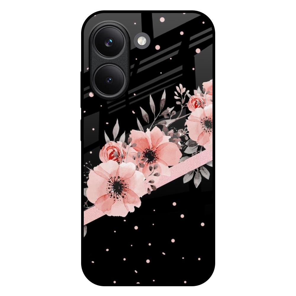 Floral Black Band Poco X8 Pro 5G Glass Back Cover Online