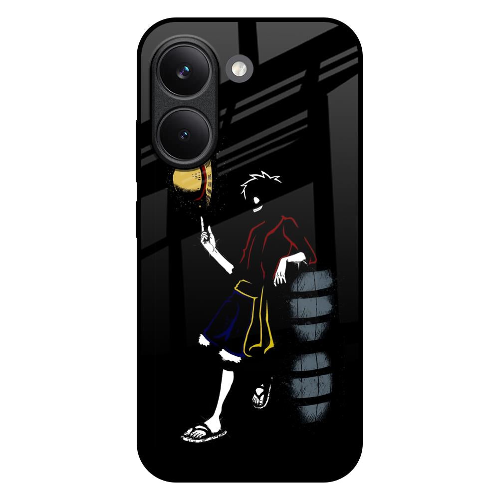 Luffy Line Art Poco X8 Pro 5G Glass Back Cover Online