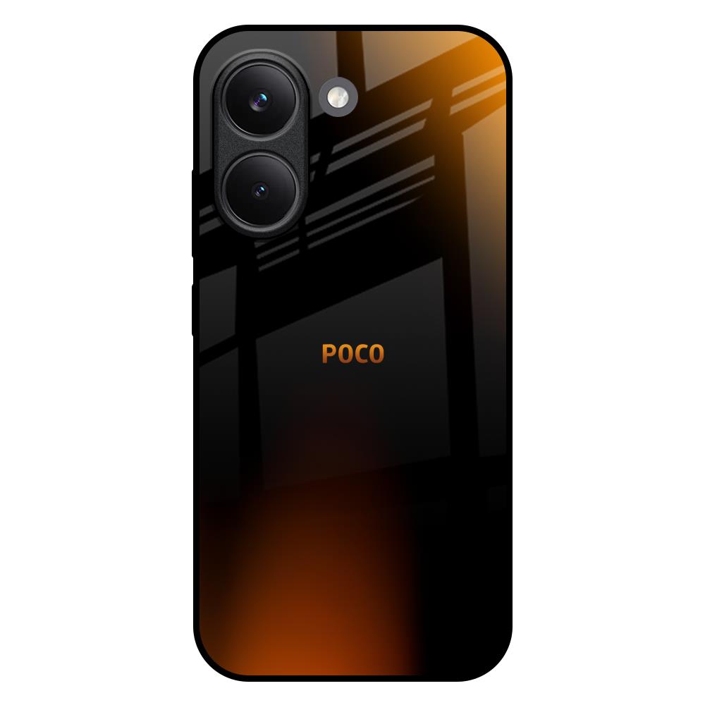 Orange Black Fusion Poco X8 Pro 5G Glass Back Cover Online
