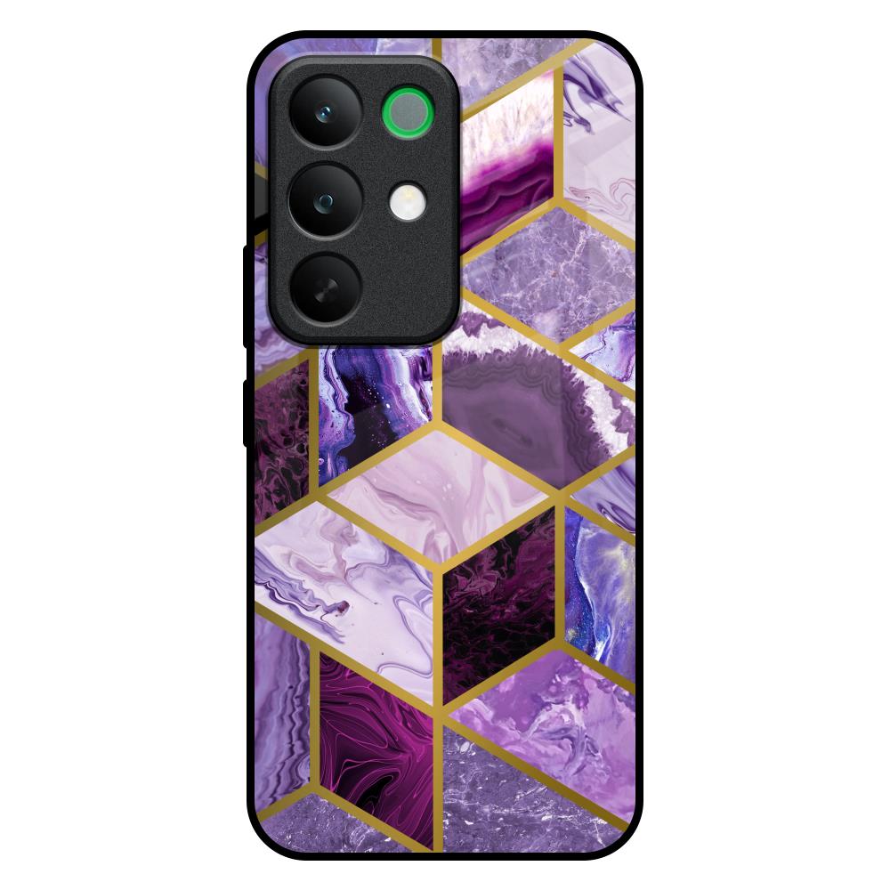 Purple Rhombus Marble Realme C85 5G Glass Back Cover Online