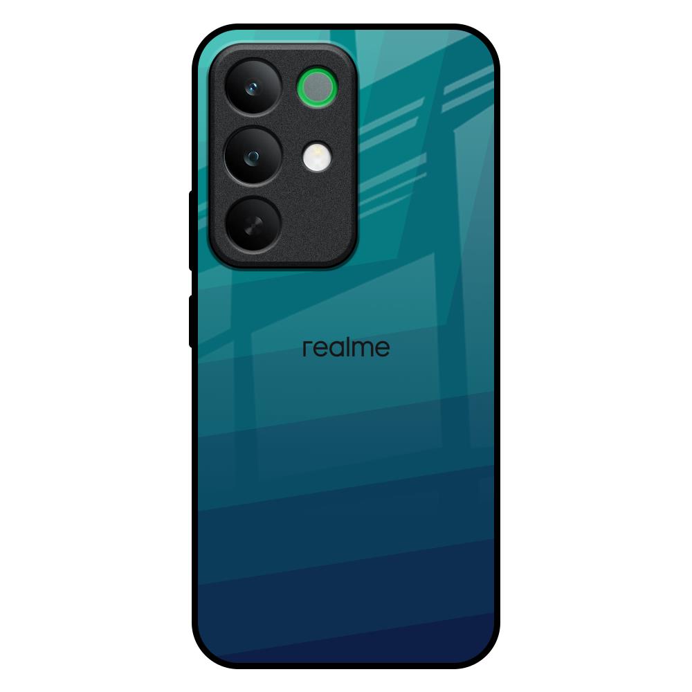 Green Triangle Pattern Realme C85 5G Glass Back Cover Online