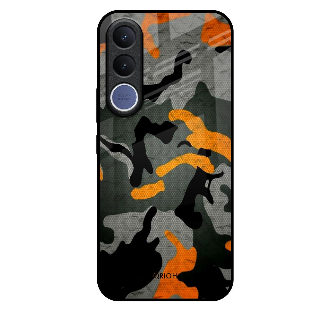 Camouflage Orange Vivo V70 FE 5G Glass Back Cover Online