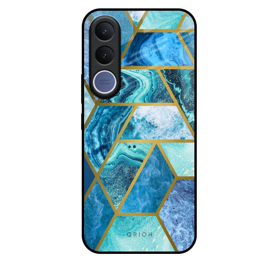 Turquoise Geometrical Marble Vivo V70 FE 5G Glass Back Cover Online