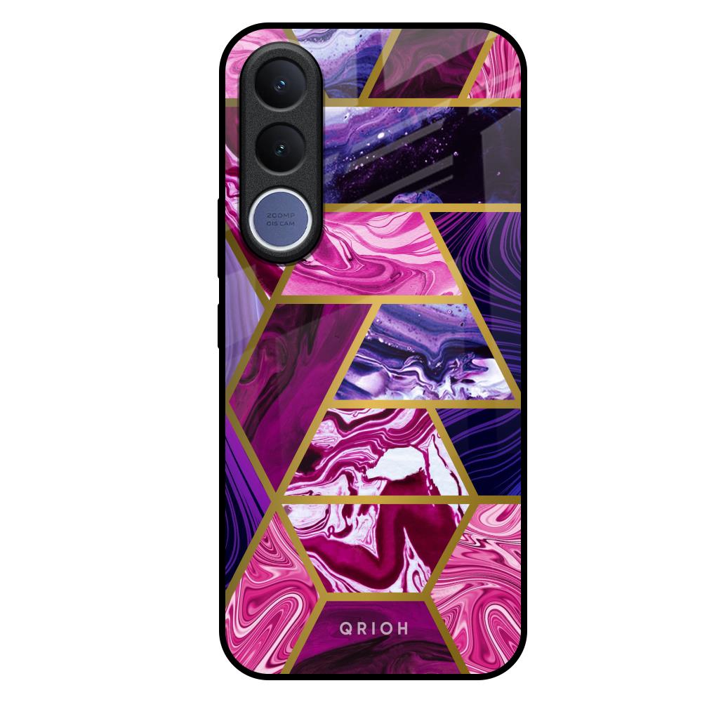 Electroplated Geometric Marble Vivo V70 FE 5G Glass Back Cover Online