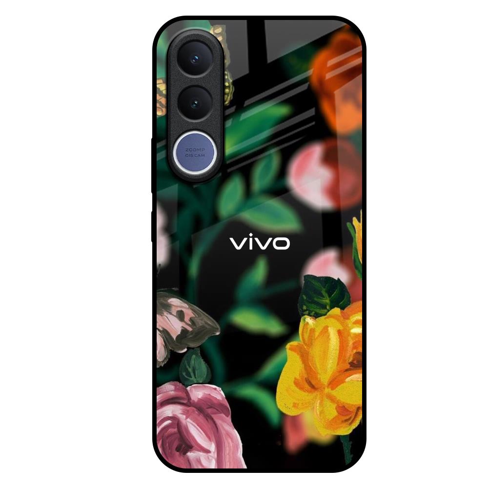 Flowers & Butterfly Vivo V70 FE 5G Glass Back Cover Online