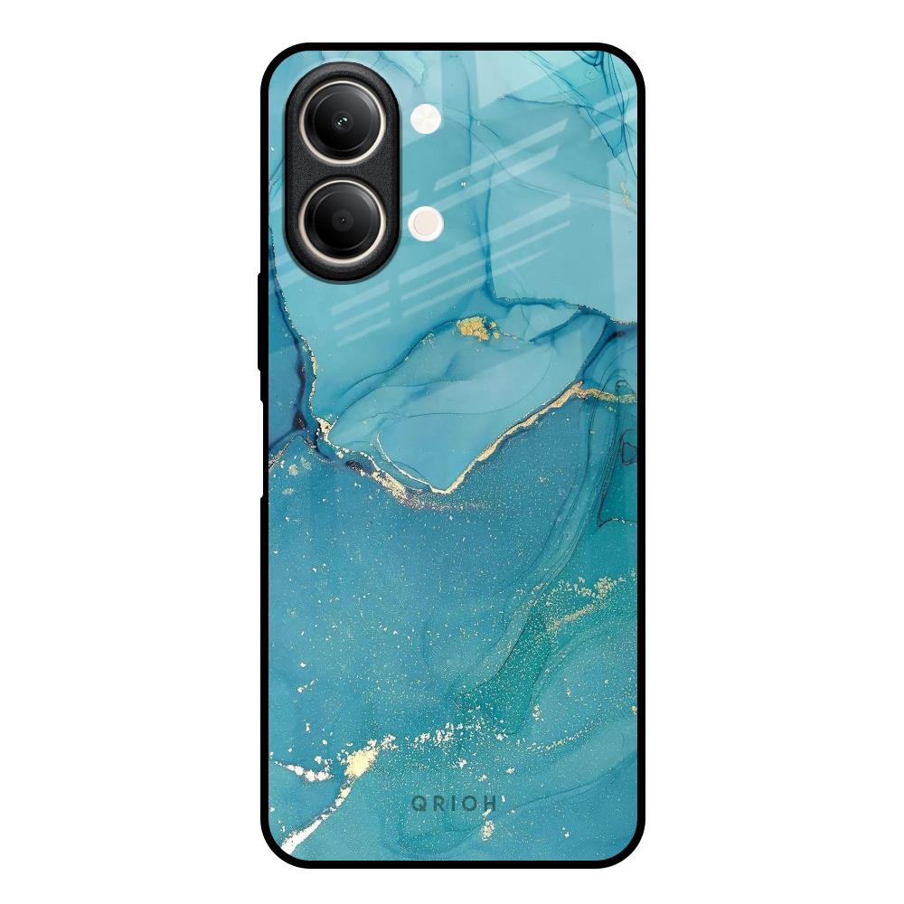 Blue Golden Glitter Vivo Y21 5G Glass Back Cover Online