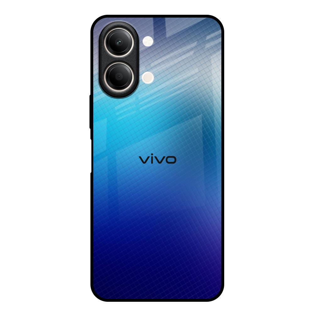 Blue Rhombus Pattern Vivo Y21 5G Glass Back Cover Online