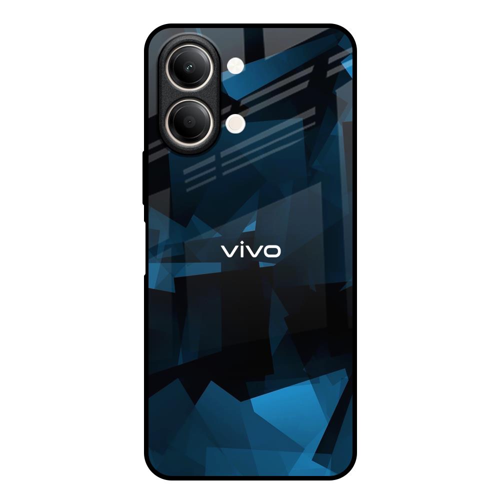 Polygonal Blue Box Vivo Y21 5G Glass Back Cover Online