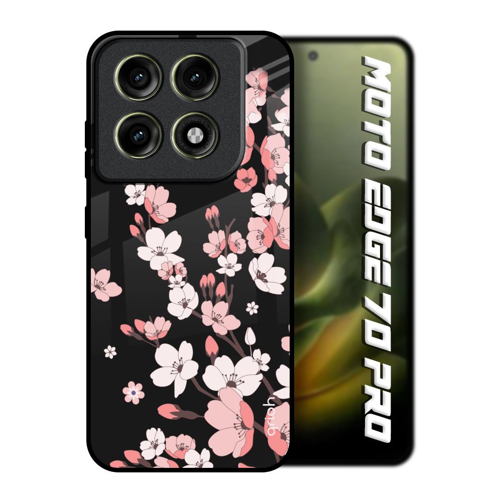 Black Cherry Blossom Motorola Edge 70 Pro 5G Glass Back Cover Online